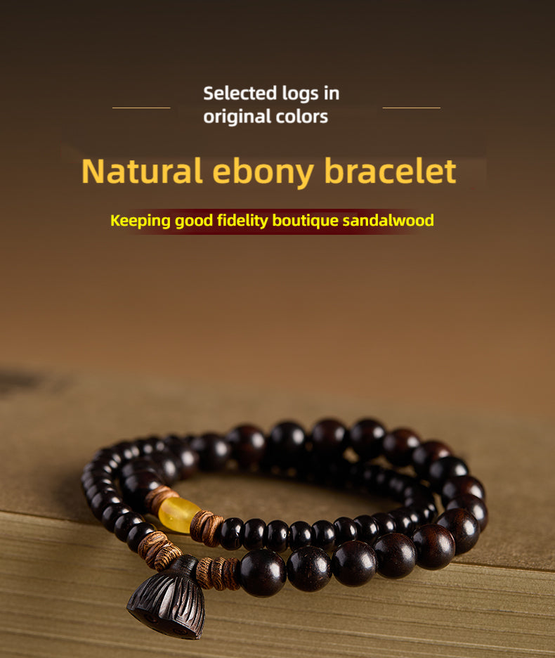Original Design Ebony Chinese-style Multi-loop Bead Bracelet