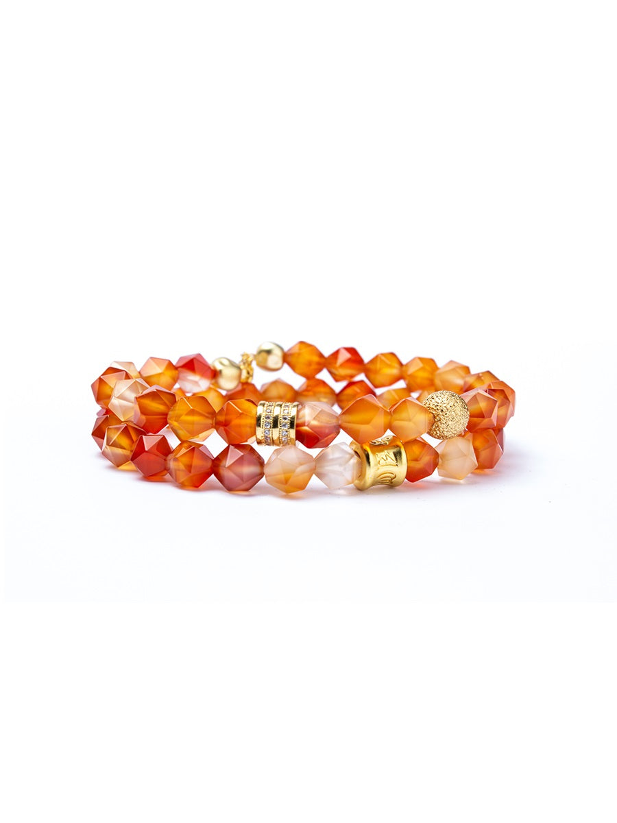 Lucky Wheel Orange Red Agate Bracelet