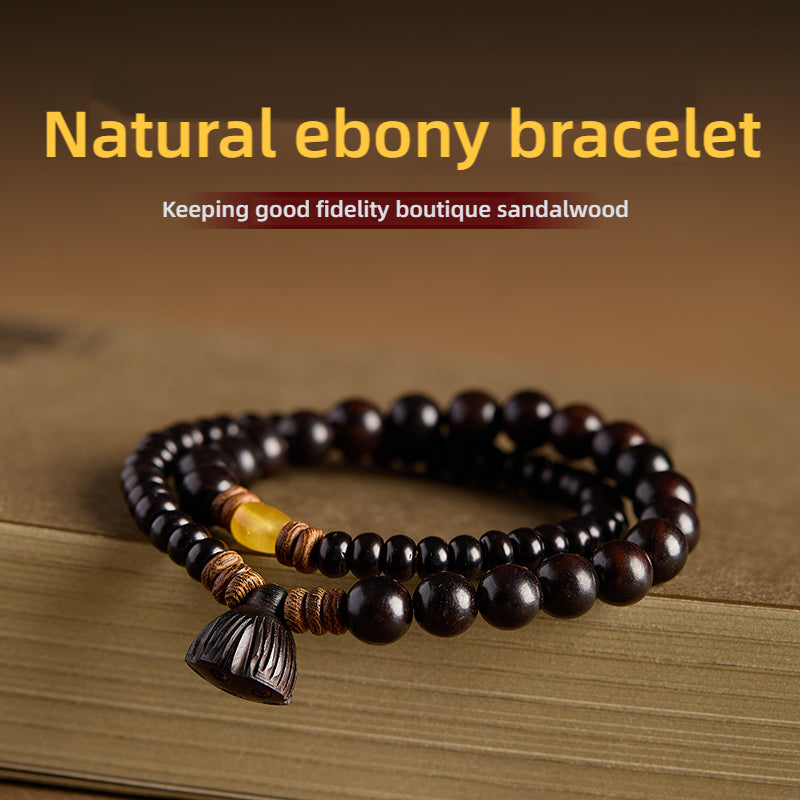Original Design Ebony Chinese-style Multi-loop Bead Bracelet