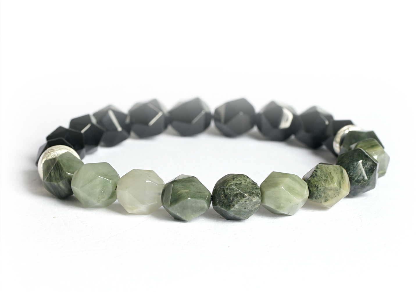 Cavansite & Black Agate Bracelet