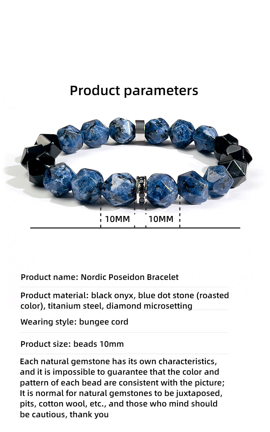 Sapphire & Black Agate Bracelet