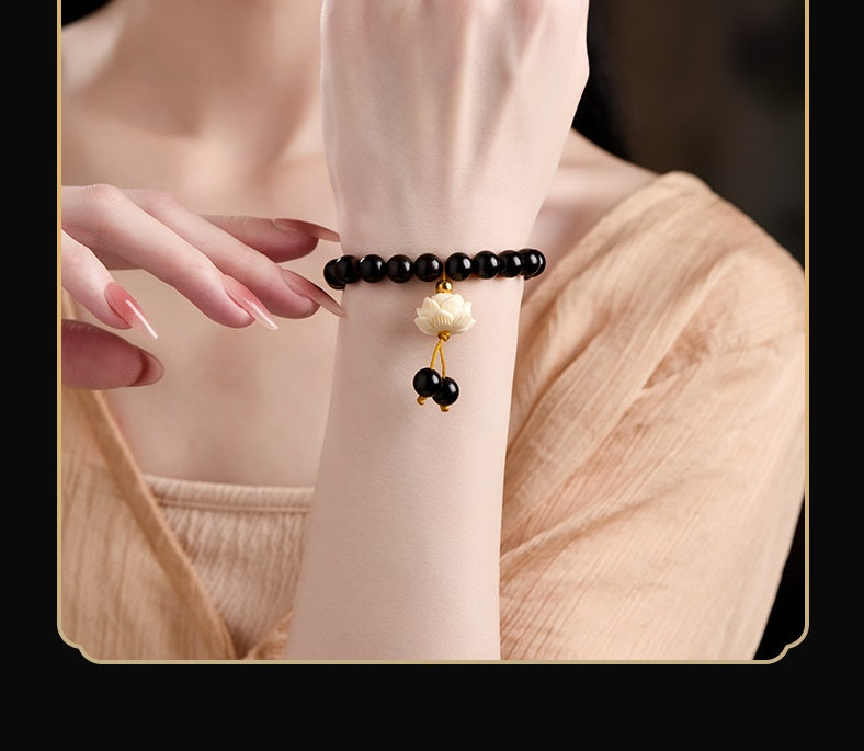 Original Design Ebony Chinese-style Multi-loop Bead Bracelet
