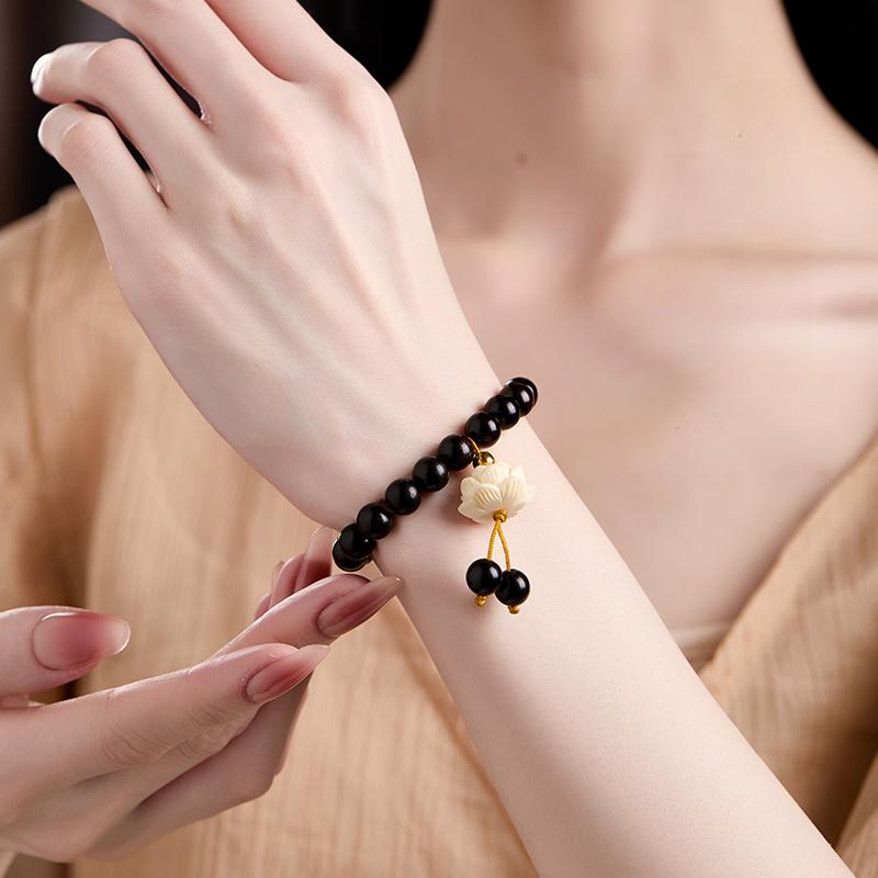 Original Design Ebony Chinese-style Multi-loop Bead Bracelet