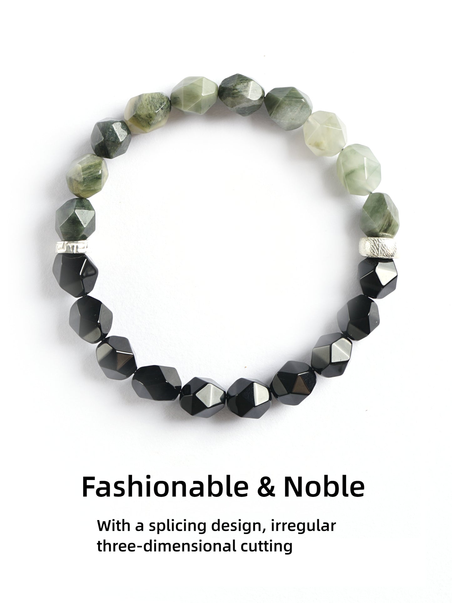 Cavansite & Black Agate Bracelet