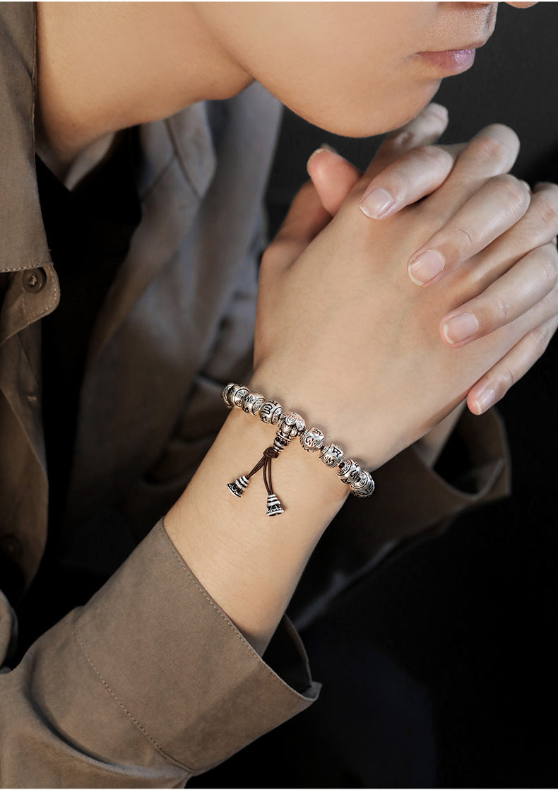 Fine Silver Six-Character Mantra Bracelet