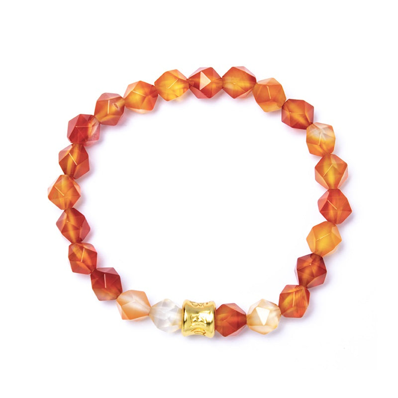 Lucky Wheel Orange Red Agate Bracelet