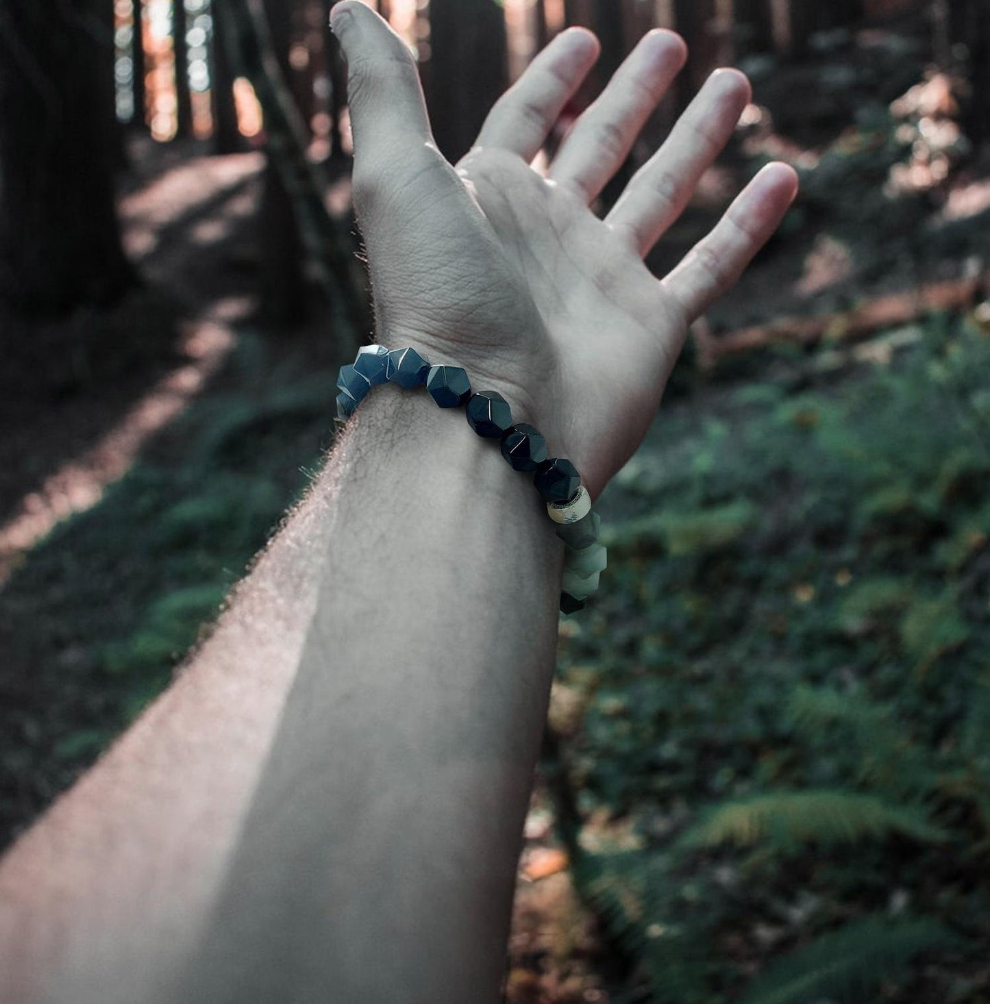 Cavansite & Black Agate Bracelet