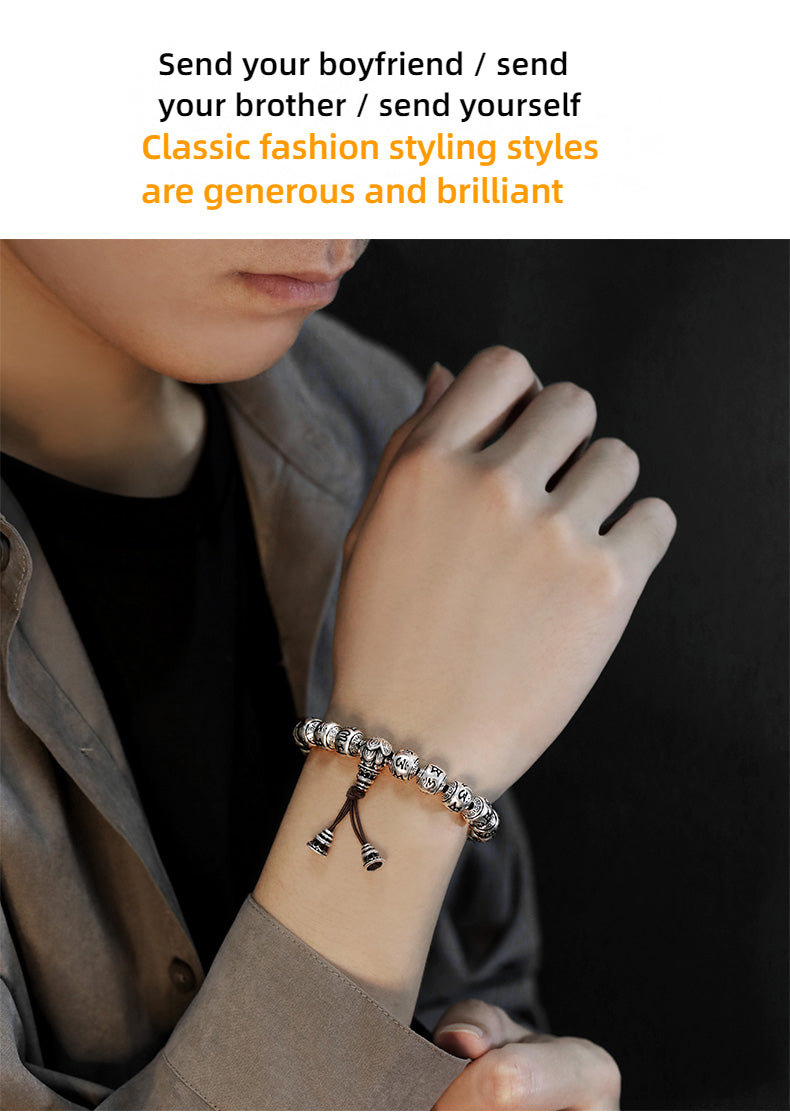 Fine Silver Six-Character Mantra Bracelet