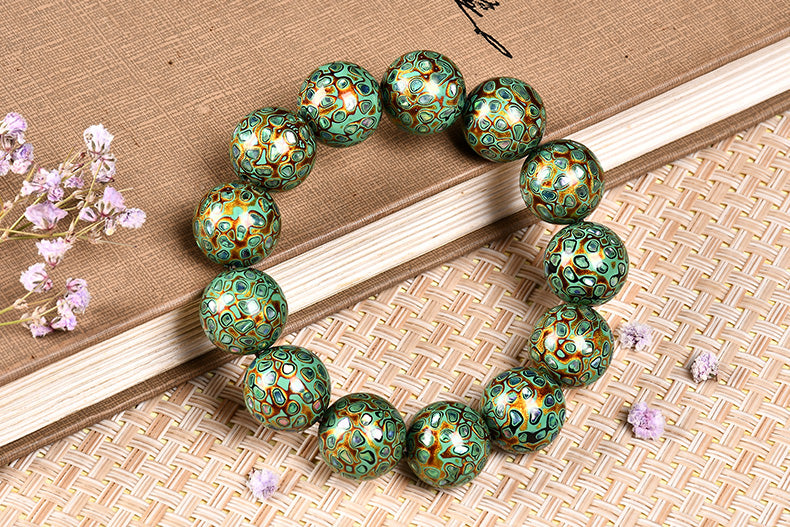Intangible Cultural Heritage Lacquer Bracelet with Multi-Jewels, Mother-of-Pearl Inlay, and Xipi Lacquer Technique Beads