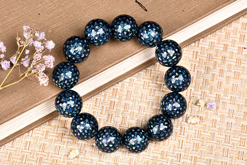 Intangible Cultural Heritage Lacquer Bracelet with Multi-Jewels, Mother-of-Pearl Inlay, and Xipi Lacquer Technique Beads
