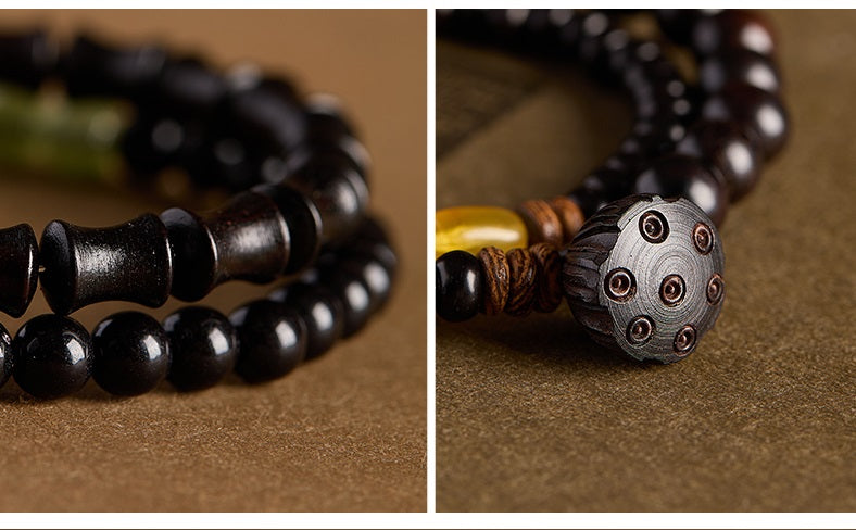 Original Design Ebony Chinese-style Multi-loop Bead Bracelet