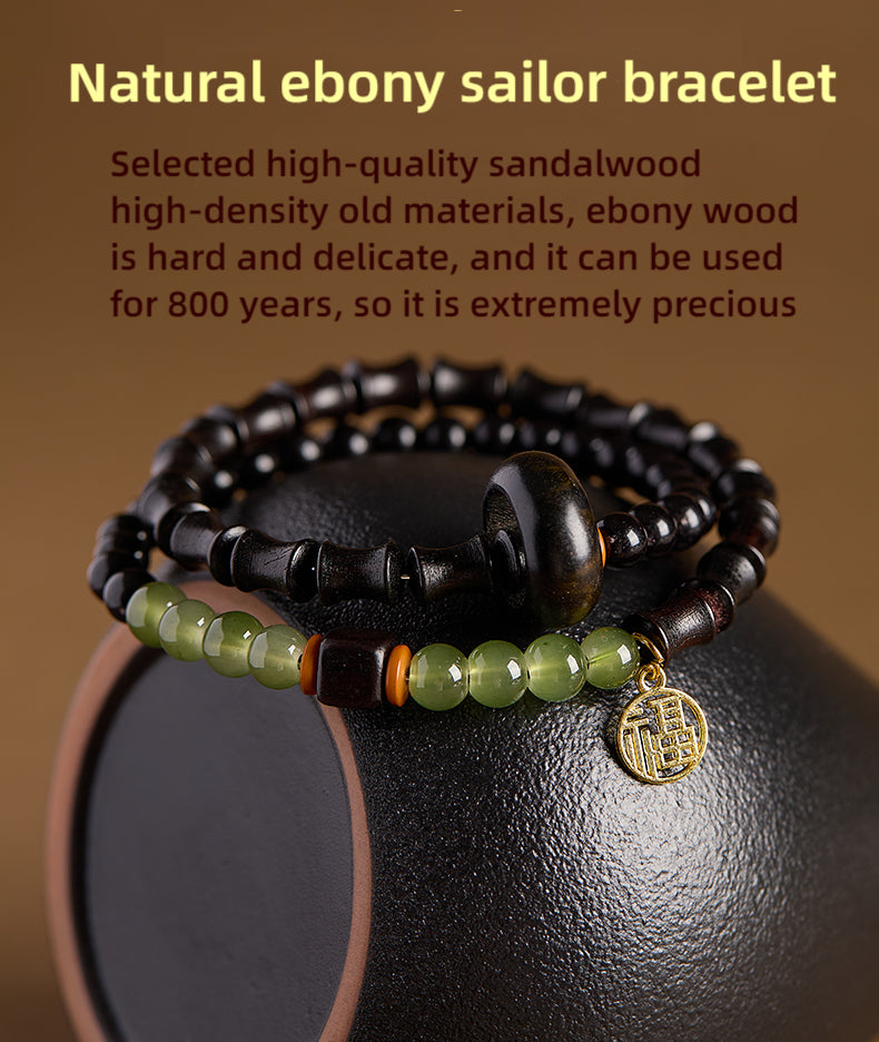 Original Design Ebony Chinese-style Multi-loop Bead Bracelet