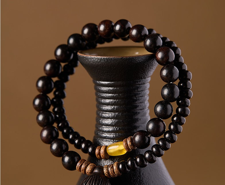 Original Design Ebony Chinese-style Multi-loop Bead Bracelet