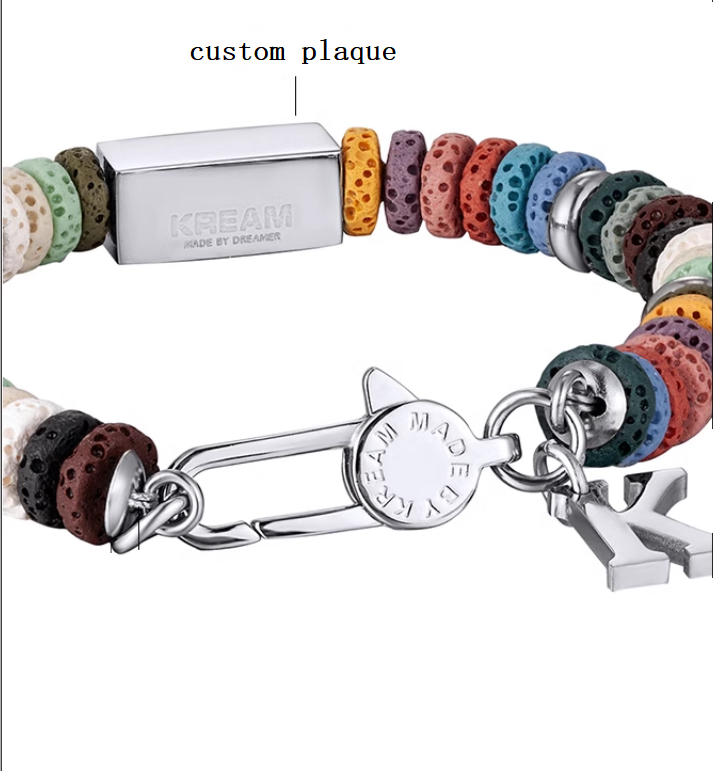 Original Ins Minimalist Colorful Volcanic Stone Titanium Steel Bracelet
