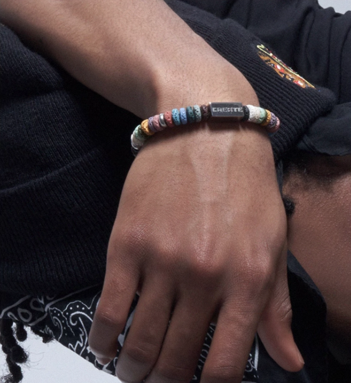 Original Ins Minimalist Colorful Volcanic Stone Titanium Steel Bracelet