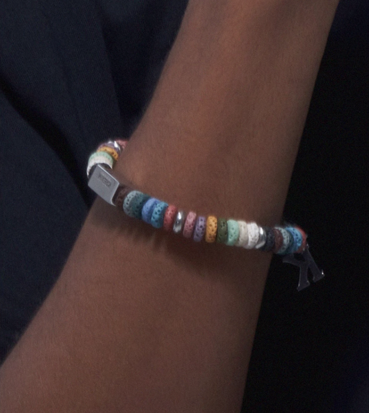 Original Ins Minimalist Colorful Volcanic Stone Titanium Steel Bracelet