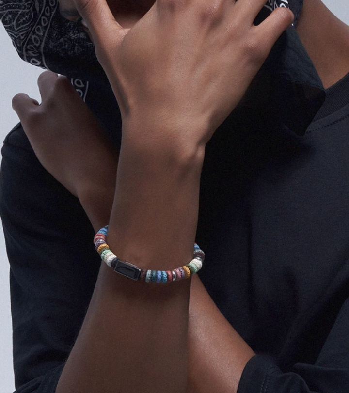Original Ins Minimalist Colorful Volcanic Stone Titanium Steel Bracelet