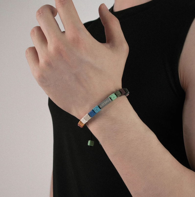 Original Ins Minimalist Colorful Volcanic Stone Titanium Steel Bracelet