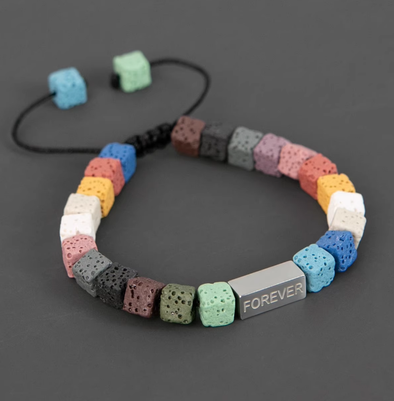 Original Ins Minimalist Colorful Volcanic Stone Titanium Steel Bracelet