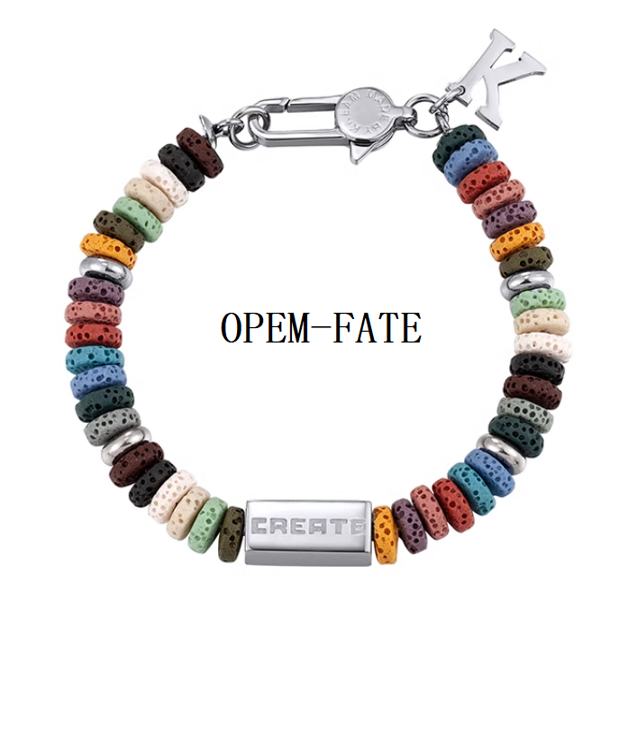 Original Ins Minimalist Colorful Volcanic Stone Titanium Steel Bracelet