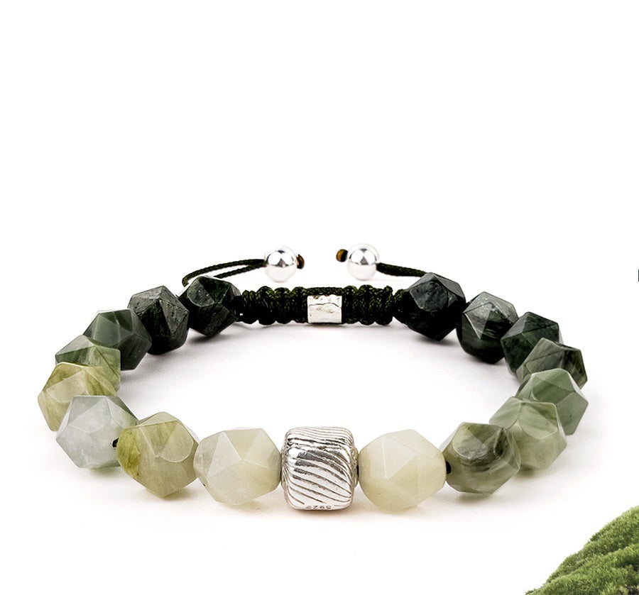 Cavansite & Black Agate Bracelet