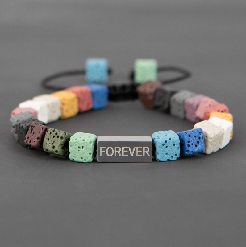 Original Ins Minimalist Colorful Volcanic Stone Titanium Steel Bracelet