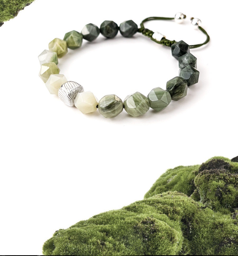 Cavansite & Black Agate Bracelet