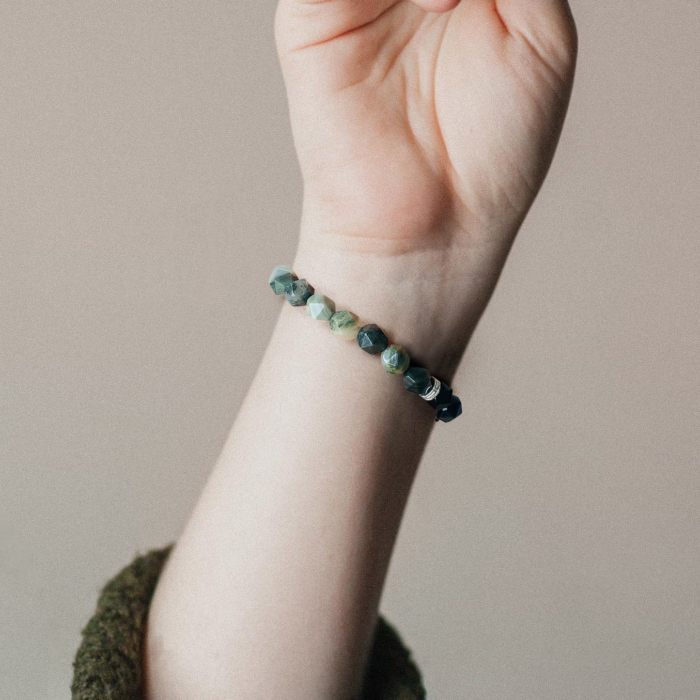 Cavansite & Black Agate Bracelet