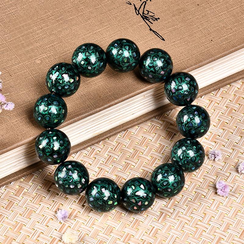 Intangible Cultural Heritage Lacquer Bracelet with Multi-Jewels, Mother-of-Pearl Inlay, and Xipi Lacquer Technique Beads