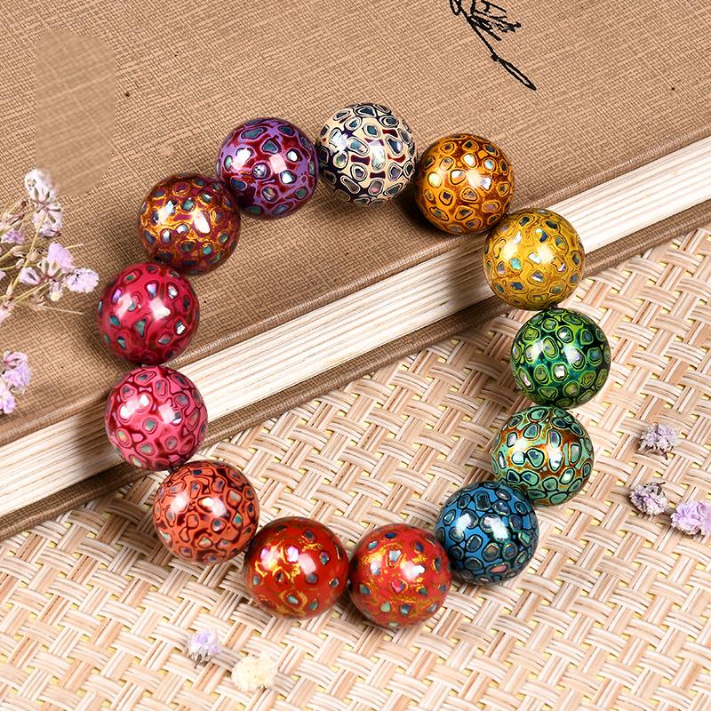 Intangible Cultural Heritage Lacquer Bracelet with Multi-Jewels, Mother-of-Pearl Inlay, and Xipi Lacquer Technique Beads