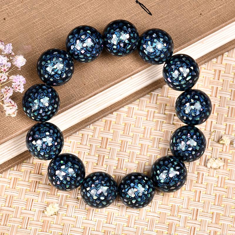 Intangible Cultural Heritage Lacquer Bracelet with Multi-Jewels, Mother-of-Pearl Inlay, and Xipi Lacquer Technique Beads