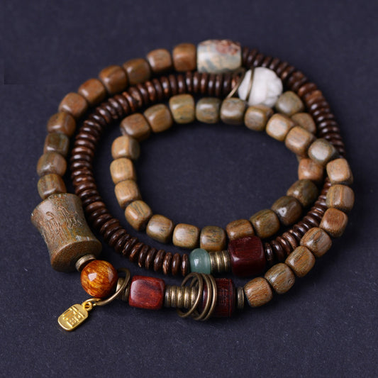 Original Handcrafted Ebony Bead Bracelet, Japanese-Korean Style, Vintage Unisex Couple Design