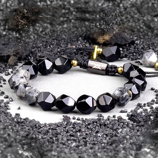 Men's Black Agate Natural Crystal Bracelet