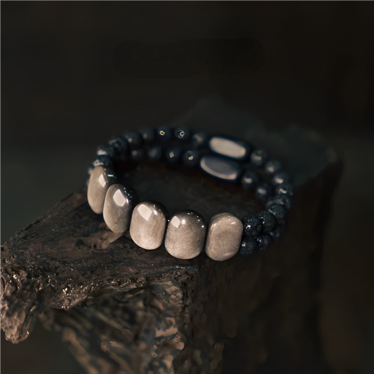 Original Design Obsidian Silver Sheen Bracelet