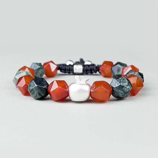 Couple Peace-Apple 925 Sterling Silver Red Agate Bracelet