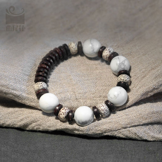 Original Design Chinese-style Ebony & Stone Bead Bracelet
