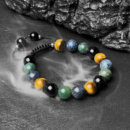 Obsidian Multi-gemstone & Gold Tiger's Eye Bracelet