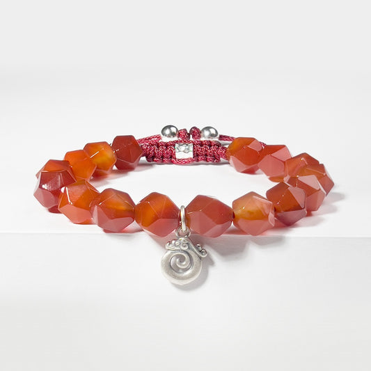 Red Agate Woven Silver Luxury Bracelet