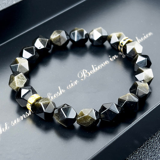 Black Gold Obsidian Wealth & Luck Bracelet for Couples