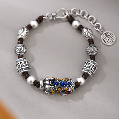 999 Pure Silver Cloisonné Pi Xiu Bracelet